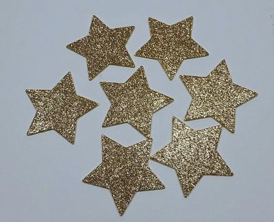 Αστέρια χρυσά απο Αφρώδες glitter 5cm. Σετ 15 τεμ.