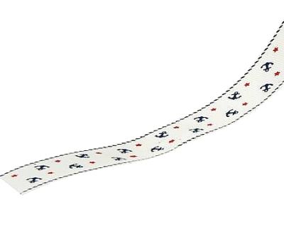 Κορδέλα καλοκαιρινή με άγκυρες λευκή 1,5εκ. 5 μέτρα